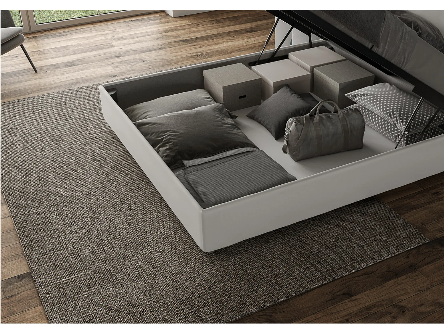 Letto senza rete imbottito 90x190 similpelle cappuccino Sunny