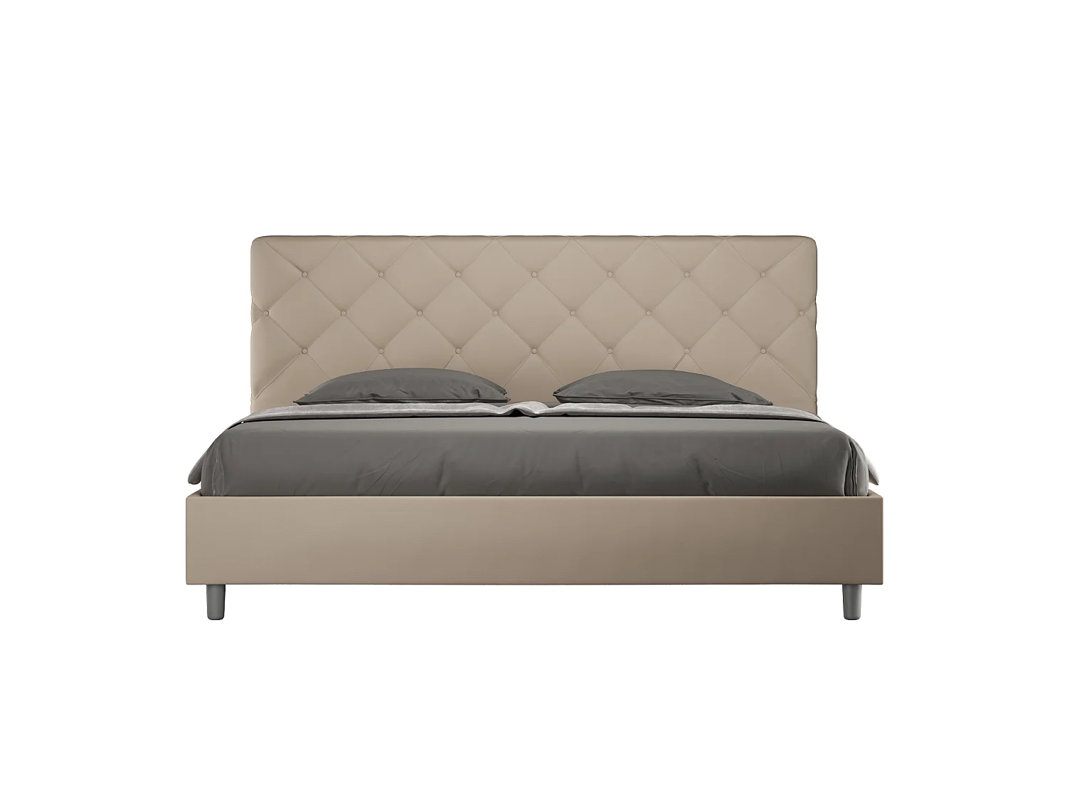 Lit king size avec sommier rembourré 200x200 similicuir taupe Priya