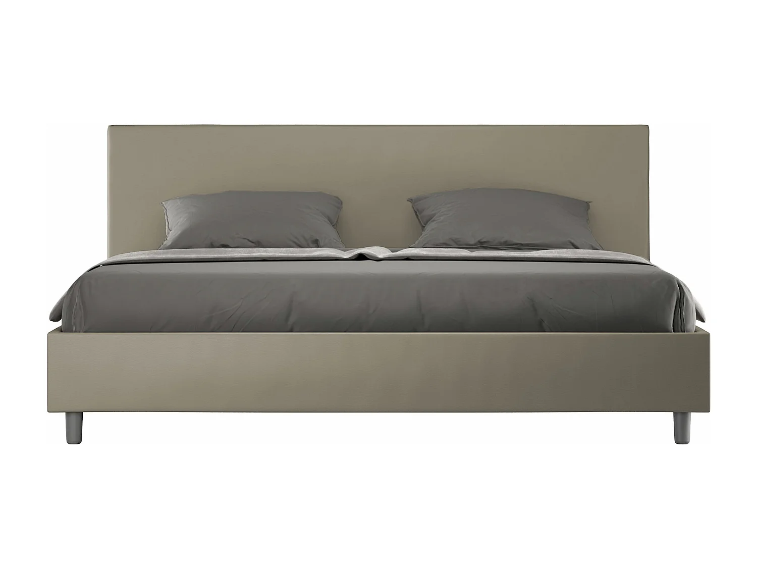 Lit king size sans sommier rembourré 200x200 similicuir cappuccino Adele