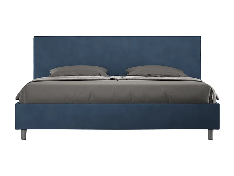 Cama adulta moderna de microfibra Adelyne-Color Azul oscuro-Ropa de cama 180x200 cm