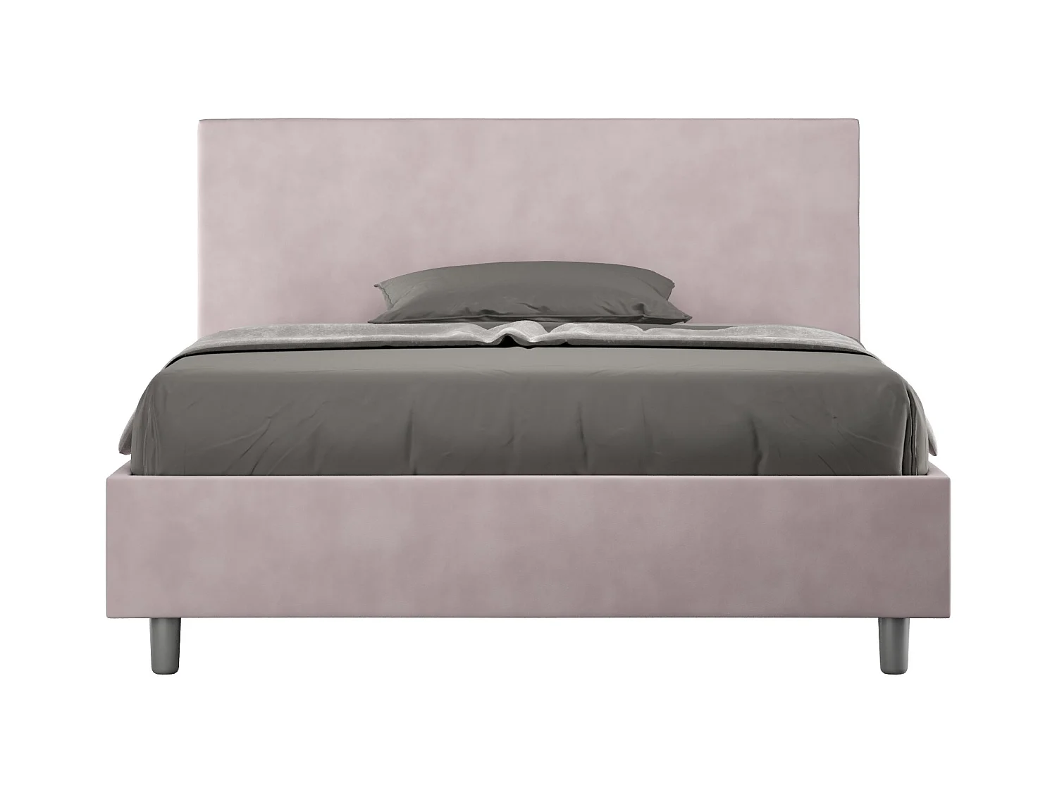 Lit adulte moderne microfibre Adelyne-Couleur Rose clair-160x200-Option Avec sommier