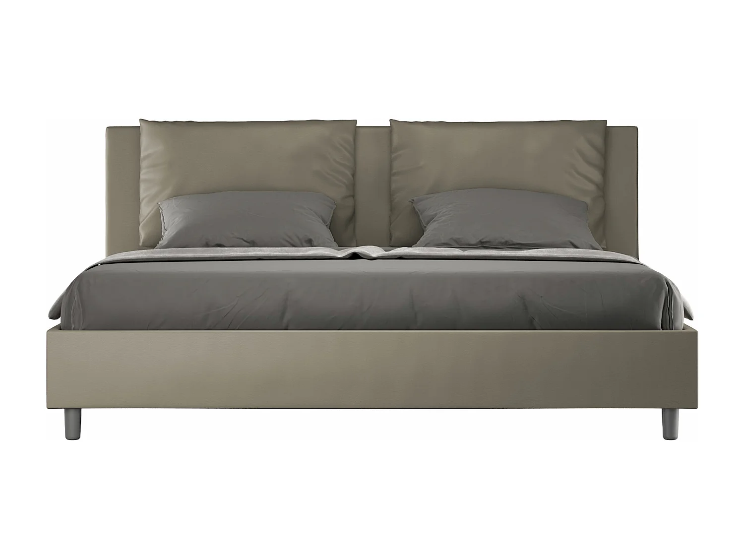 Lit king size avec sommier rembourrée 200x200 similicuir cappuccino Antea