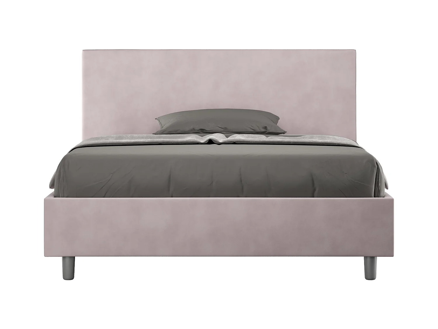 Adelyne modern microvezel bed voor volwassenen-Kleur Lichtroze-Slapen 140x190cm-Keuze Zonder boxspring
