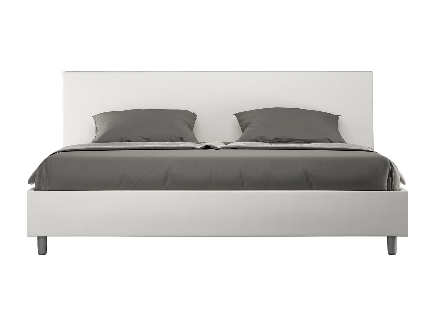 Lit king size avec sommier rembourré 200x200 similicuir blanc Adele