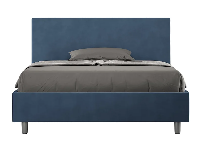 Adelyne modern microvezel bed voor volwassenen-Kleur marineblauw-Slapen 160x200cm-Keuze Met kofferbak