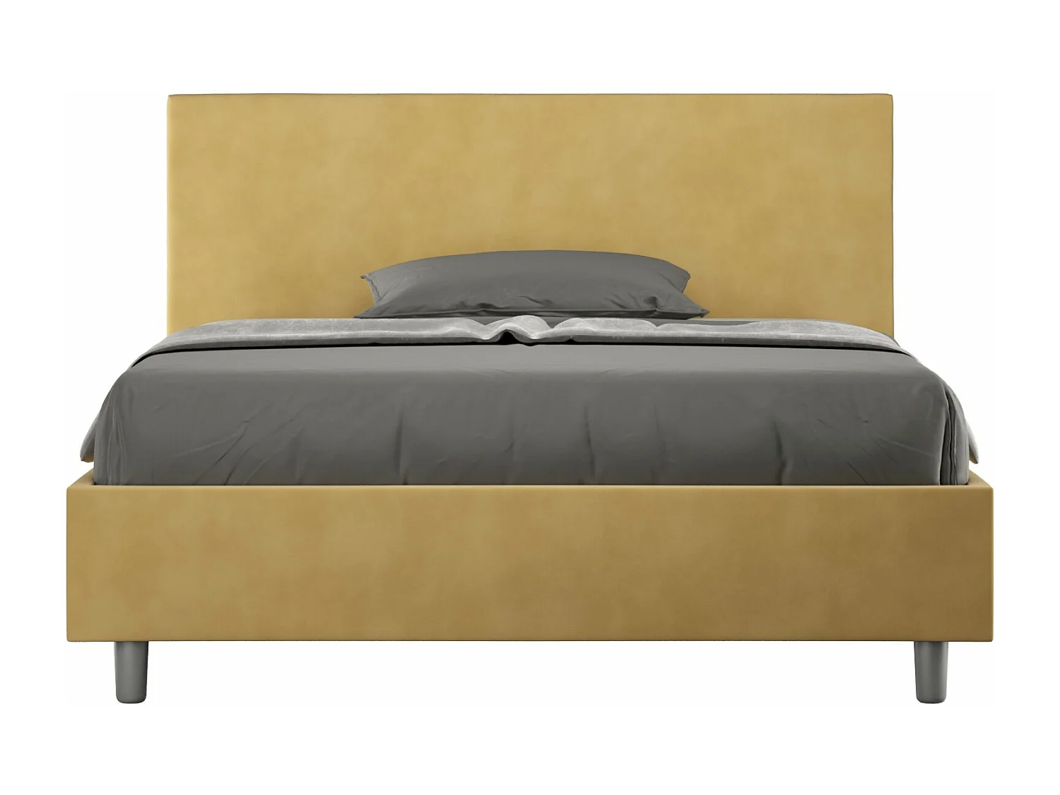 Lit adulte moderne microfibre Adelyne-Couleur Jaune curry-140x190