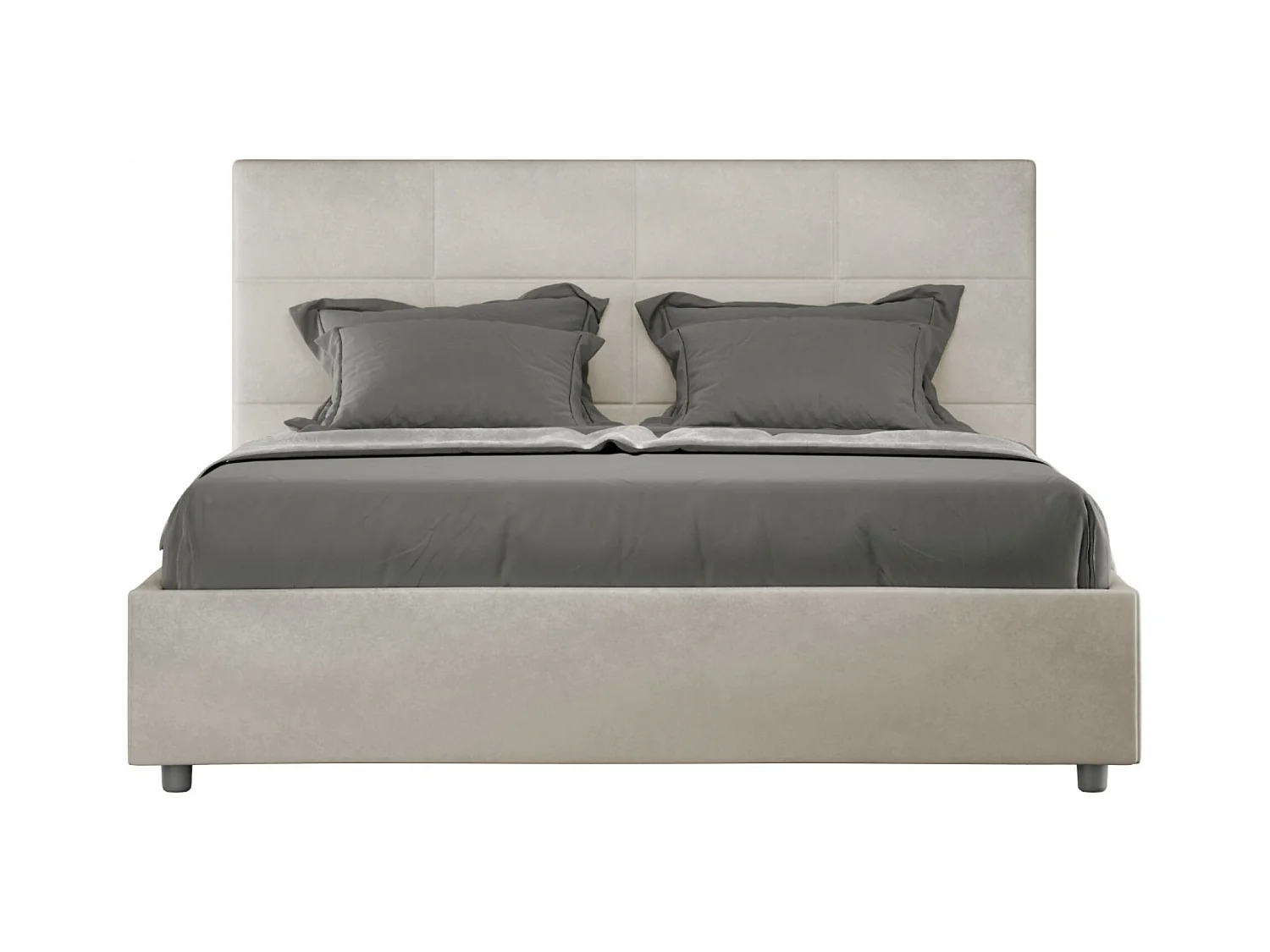 Lit capitonné microfibre Mira-Couleur Bleu foncé-120x190-Option Avec sommier