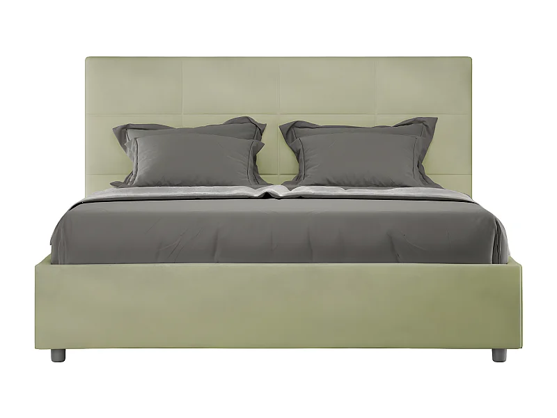 Cama tapizada de microfibra Mira-Color Verde caqui-Ropa de cama 160x200 cm