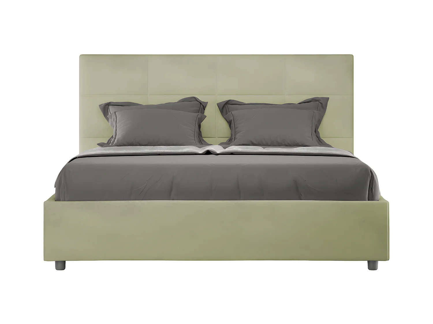 Lit capitonné microfibre Mira-Couleur Vert kaki-160x200