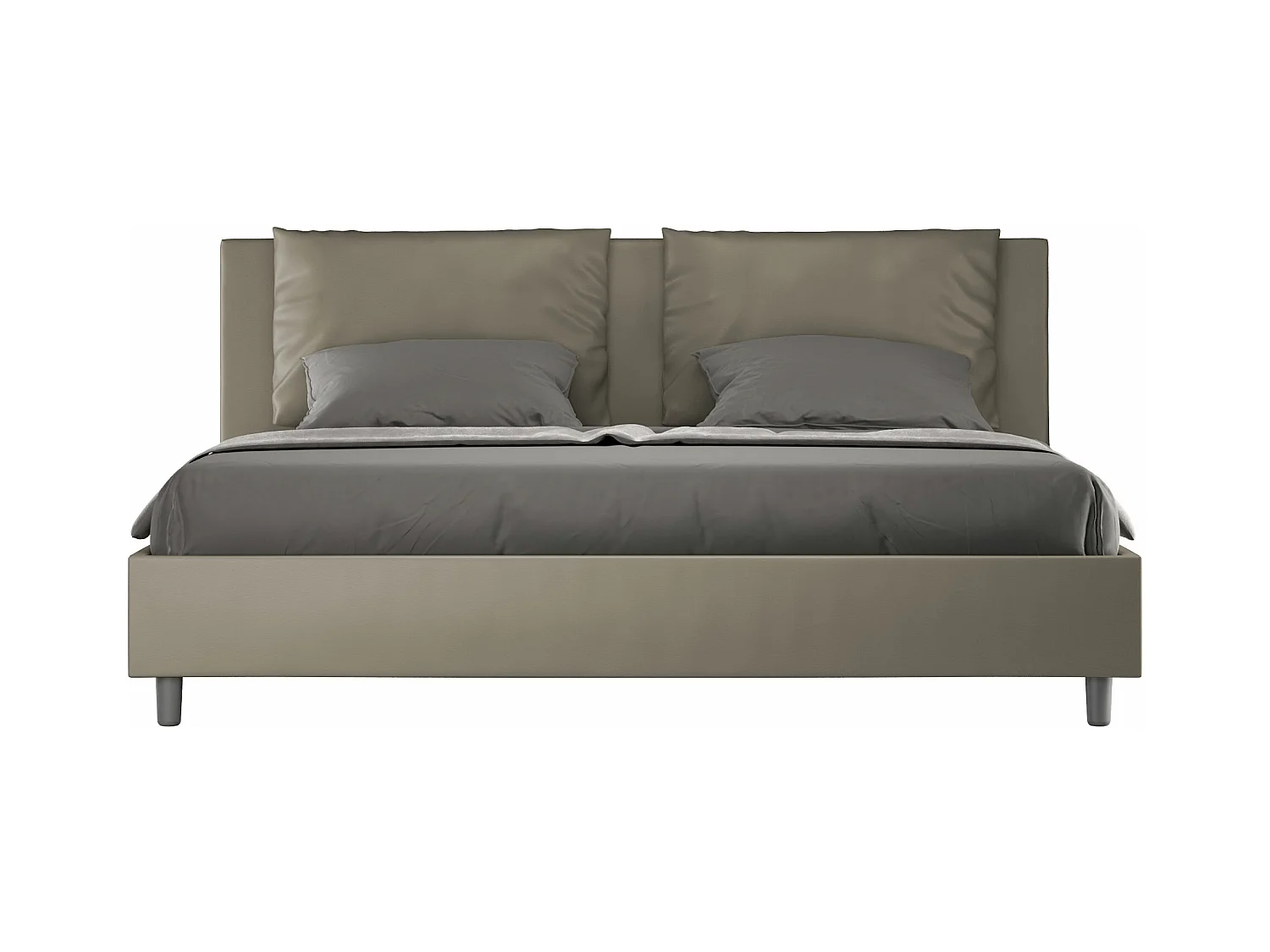 Cama estofada em imitação de pele Antea cappuccino sem base 180x200
