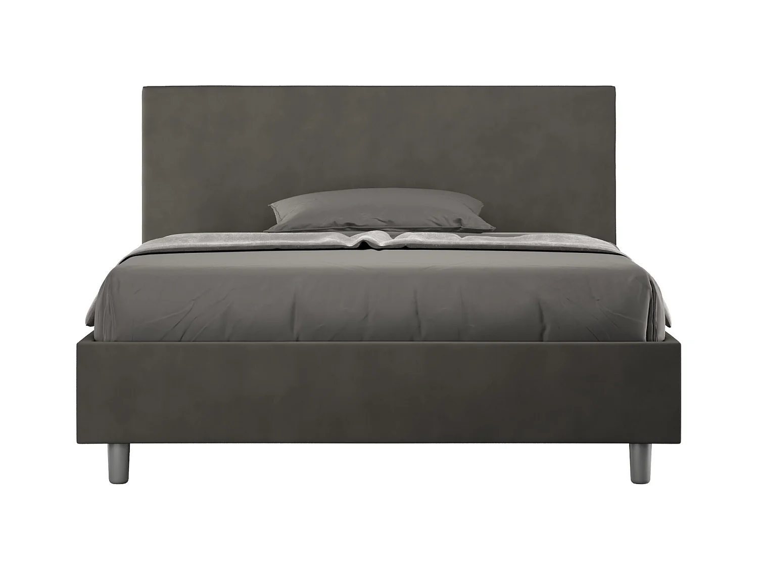 Lit adulte moderne microfibre Adelyne-Couleur Gris foncé-140x190-Option Avec sommier