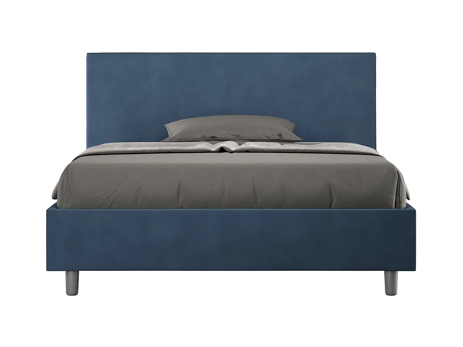 Adelyne modern microvezel bed voor volwassenen-Kleur marineblauw-Slapen 140x190cm-Keuze Zonder boxspring