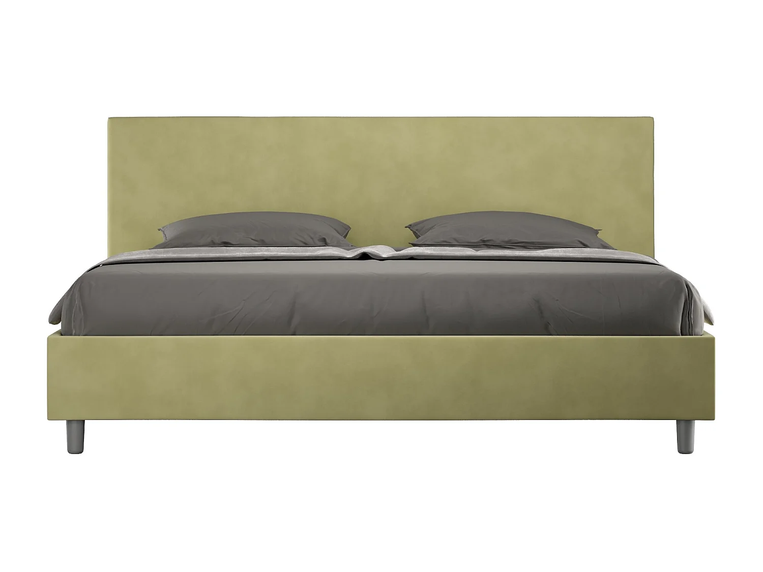 Lit adulte moderne microfibre Adelyne-Couleur Vert kaki-200x200-Option Avec coffre