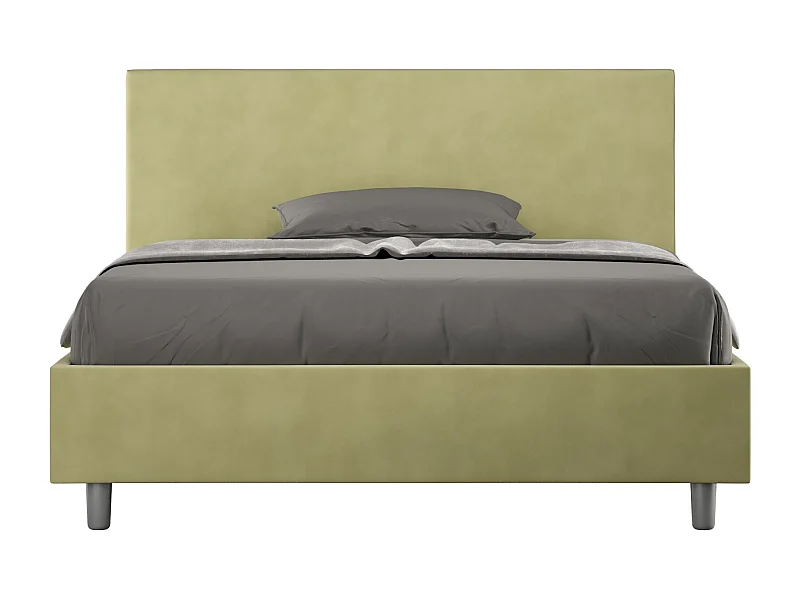 Adelyne modern microvezel bed voor volwassenen-Kleur Groen kaki-Slapen 160x200cm-Keuze Met boxspring