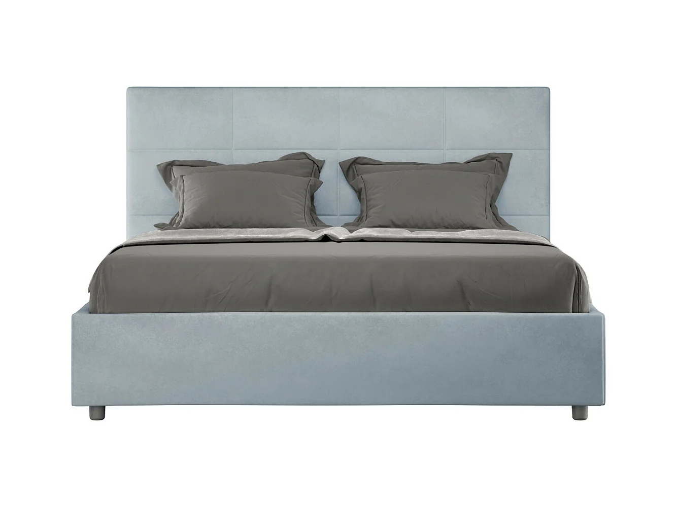 Lit capitonné microfibre Mira-Couleur Bleu clair-140x190-Option Avec sommier