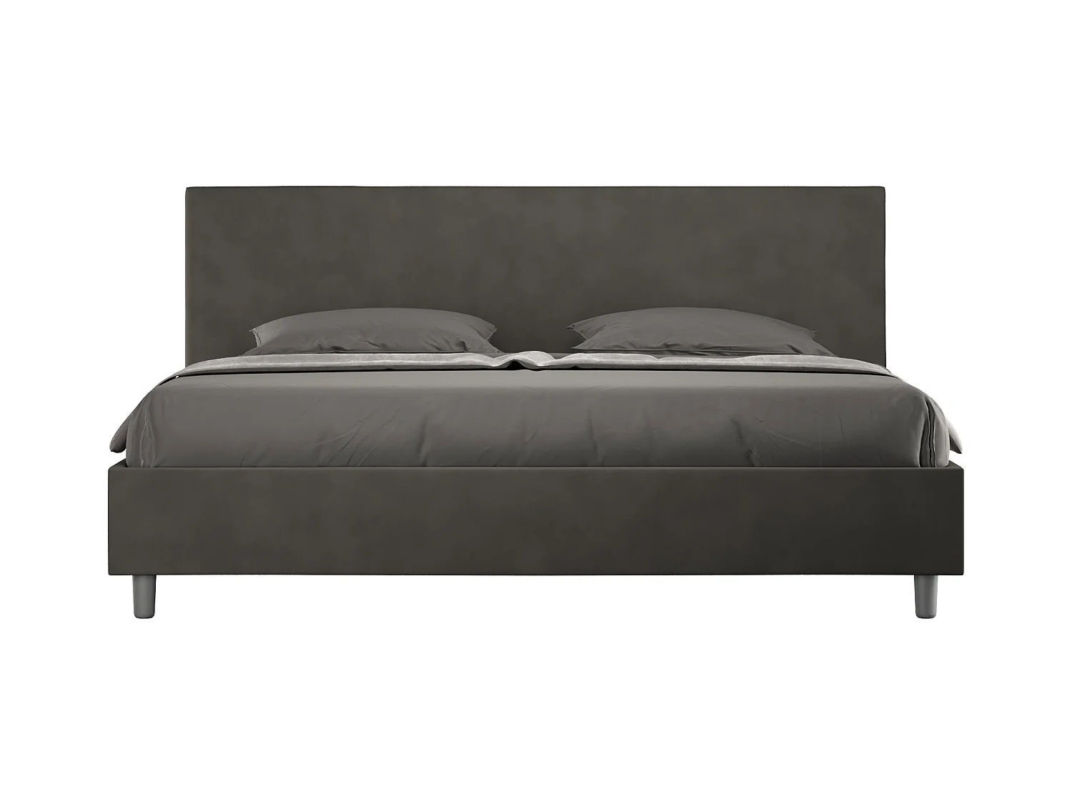 Lit adulte moderne microfibre Adelyne-Couleur Gris foncé-180x200-Option Avec coffre