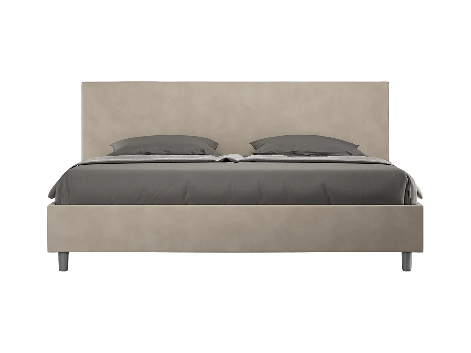 Lit adulte moderne microfibre Adelyne-Couleur Beige-180x200-Option Avec sommier