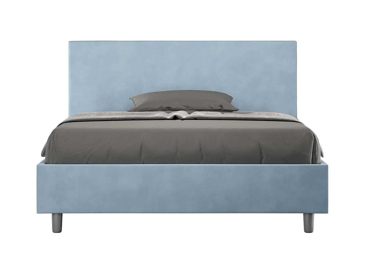 Lit adulte moderne microfibre Adelyne-Couleur Bleu clair-140x190-Option Avec sommier