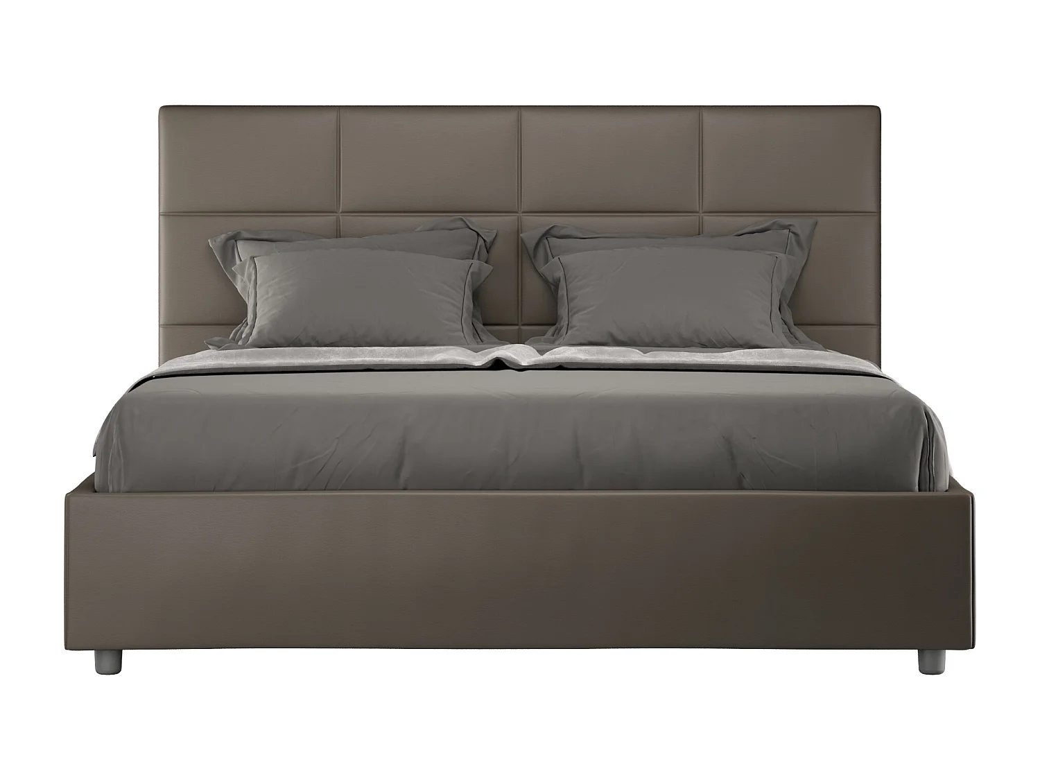 Mira gestoffeerd kunstleer bed-Kleur Bruin-Slapen 140x200cm-Keuze Zonder boxspring