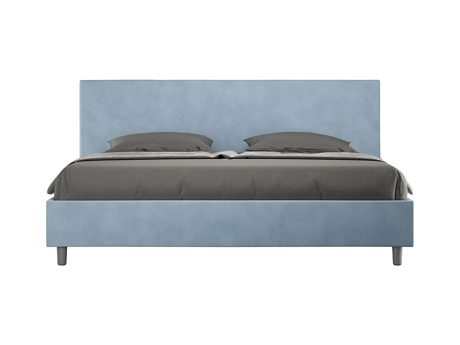 Lit adulte moderne microfibre Adelyne-Couleur Bleu clair-180x200-Option Avec coffre