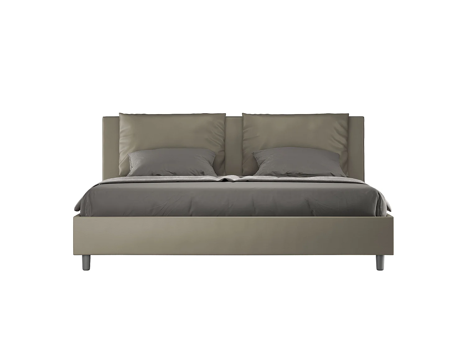 Lit king size sans sommier rembourré 200x200 similicuir cappuccino Antea