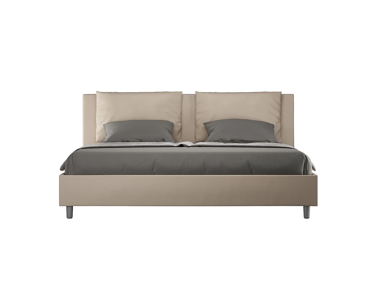 Gestoffeerd Bed 180x200 zonder lattenbodem kunstleer taupe Antea