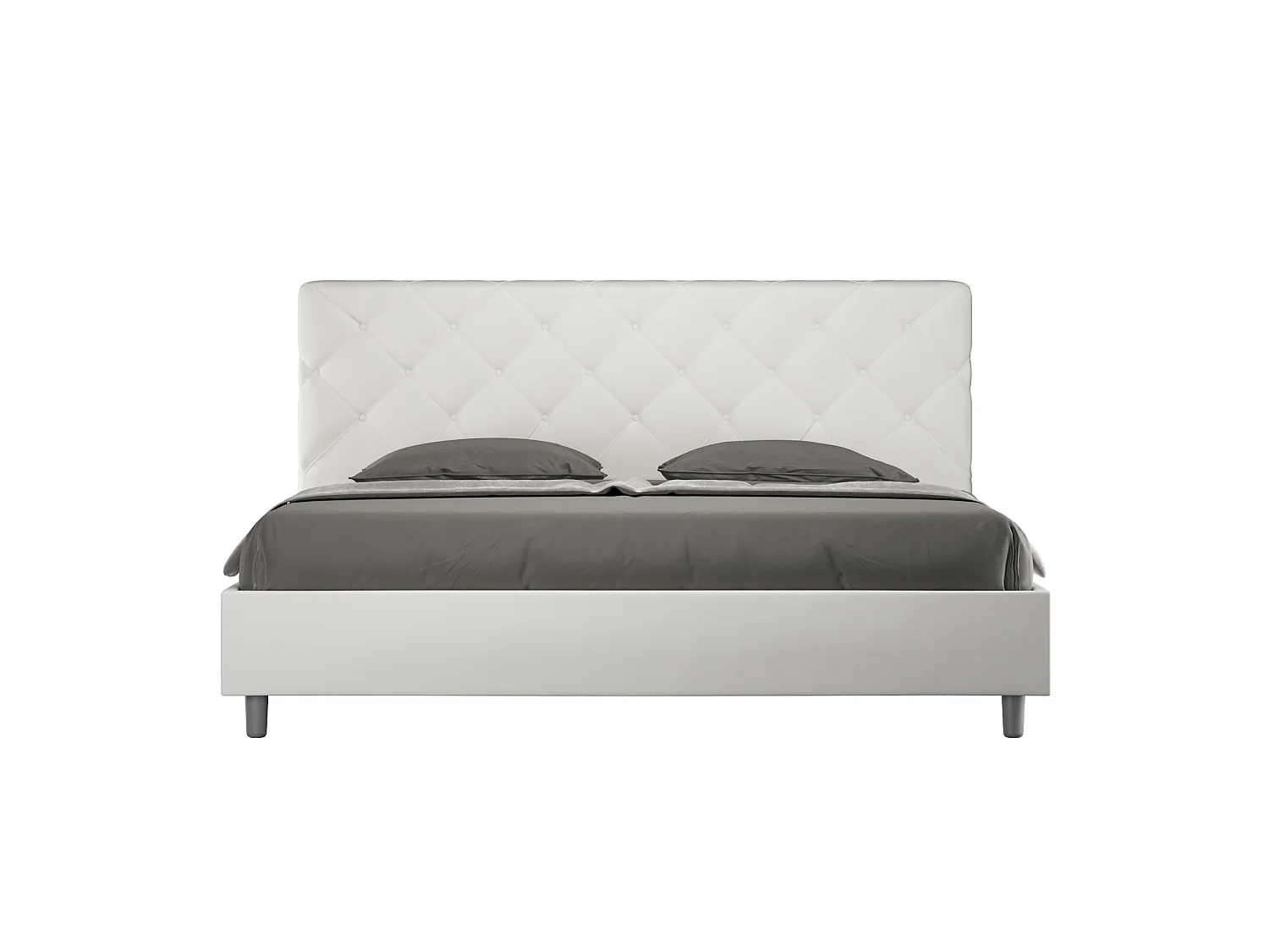 Letto matrimoniale king size contenitore imbottito 200x200 similpelle bianco Priya