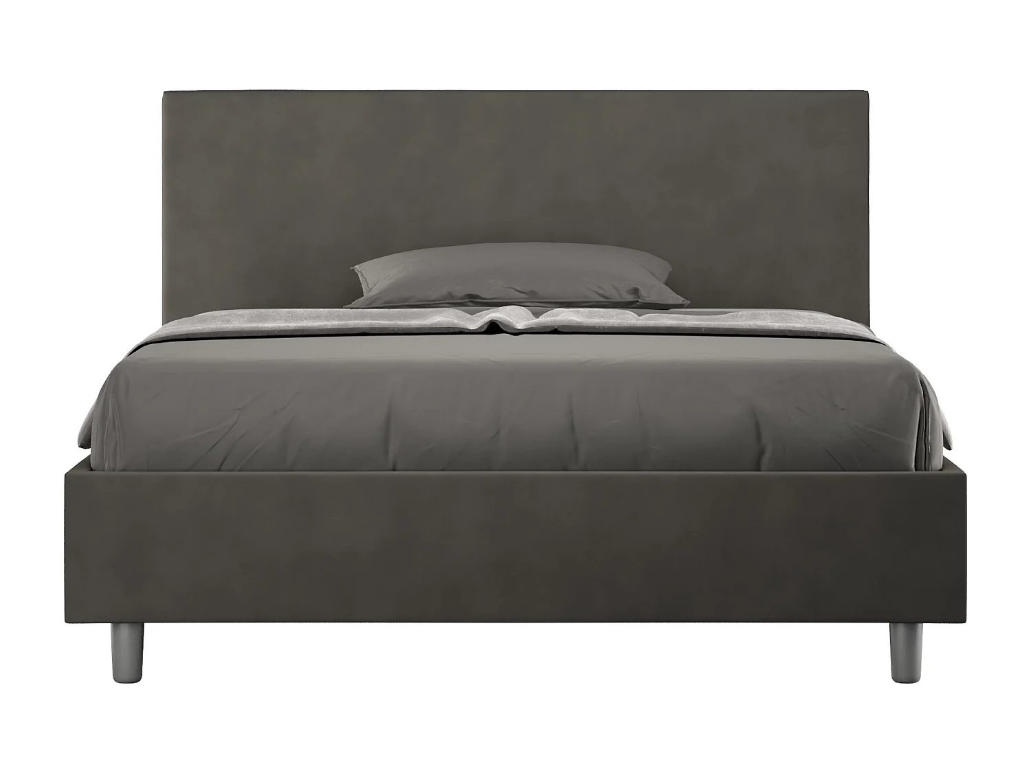 Lit adulte moderne microfibre Adelyne-Couleur Gris foncé-140x190