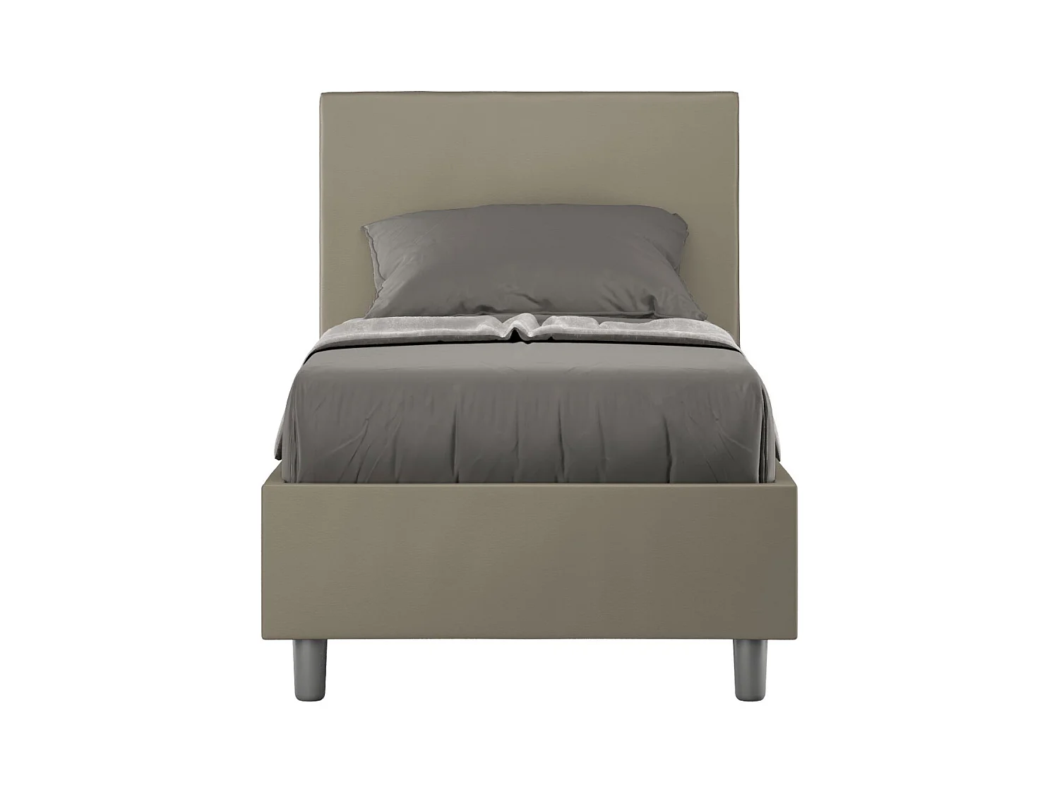 Lit rembourré en simili cuir Adele cappuccino sans sommier 80x190