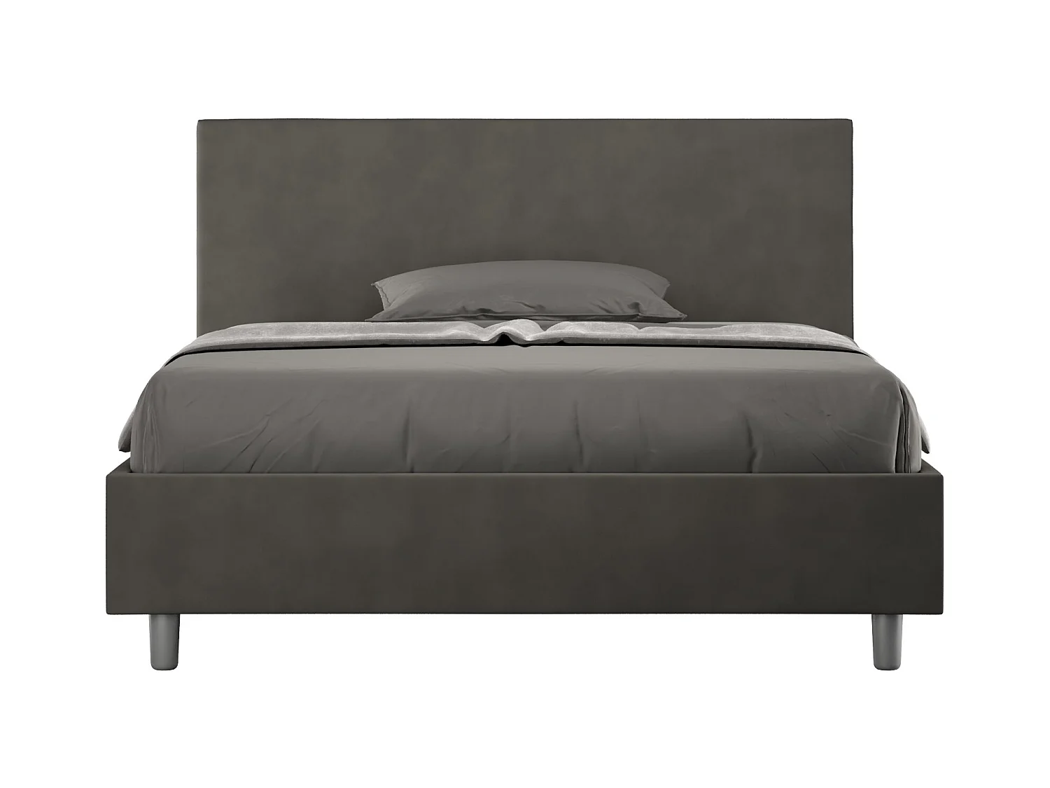 Adelyne modern microvezel bed voor volwassenen-Kleur Donkergrijs-Slapen 160x200cm-Keuze Met boxspring