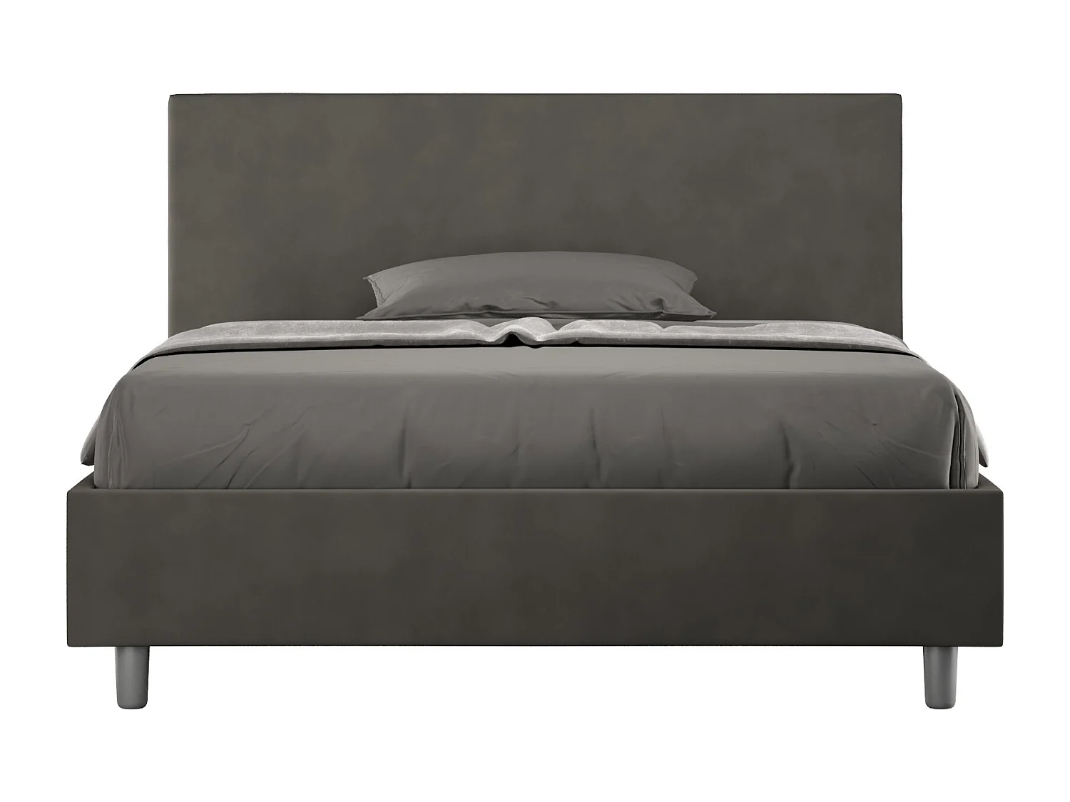 Lit adulte moderne microfibre Adelyne-Couleur Gris foncé-160x200-Option Avec sommier