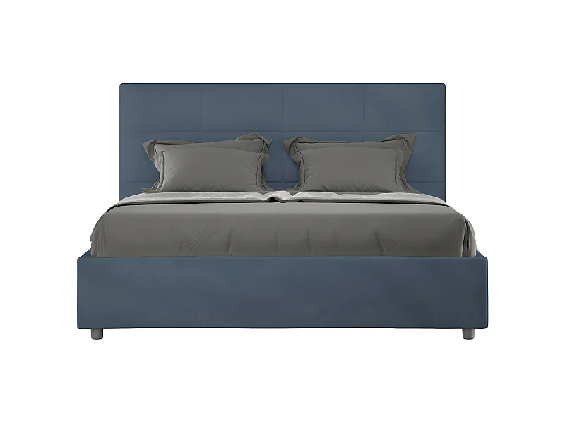 Lit capitonné microfibre Mira-Couleur Bleu foncé-120x190