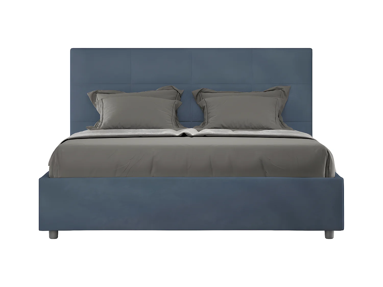 Cama tapizada de microfibra Mira-Color Azul oscuro-Ropa de cama 140x190 cm