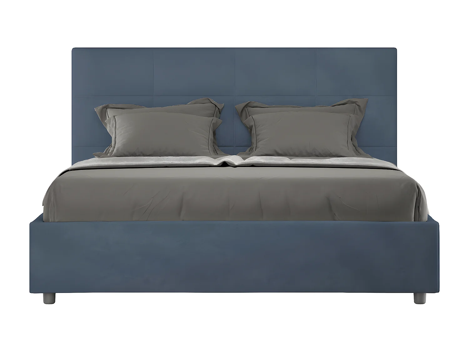 Lit capitonné microfibre Mira-Couleur Bleu foncé-140x190