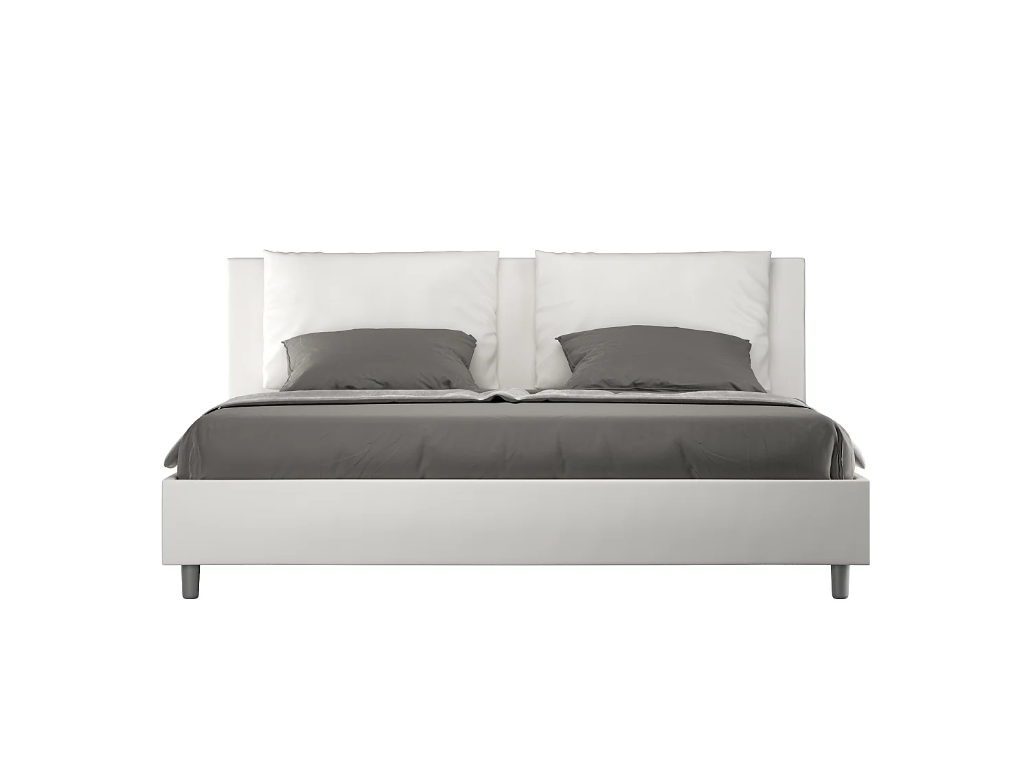 Lit king size sans sommier rembourré 200x200 similicuir blanc Antea