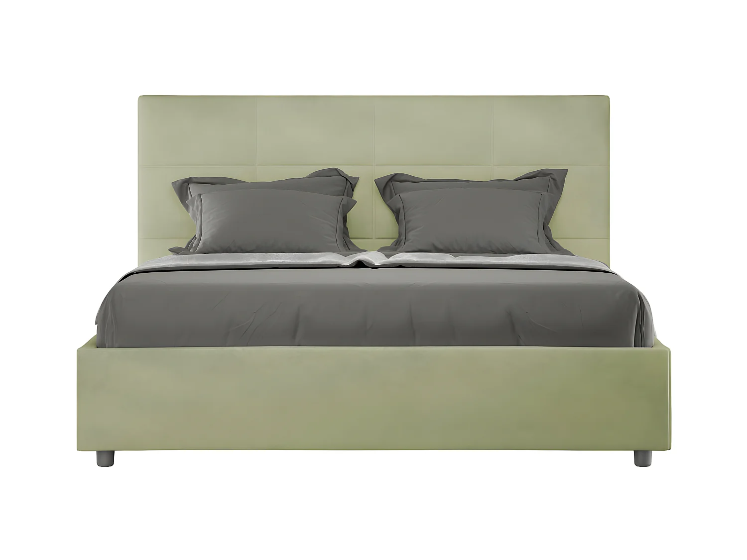 Lit capitonné microfibre Mira-Couleur Vert kaki-140x190