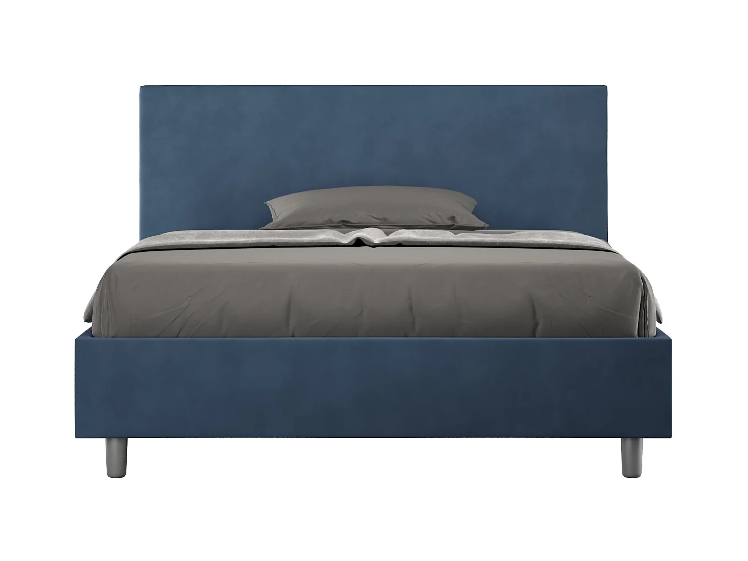 Lit adulte moderne microfibre Adelyne-Couleur Bleu marine-160x200-Option Avec sommier
