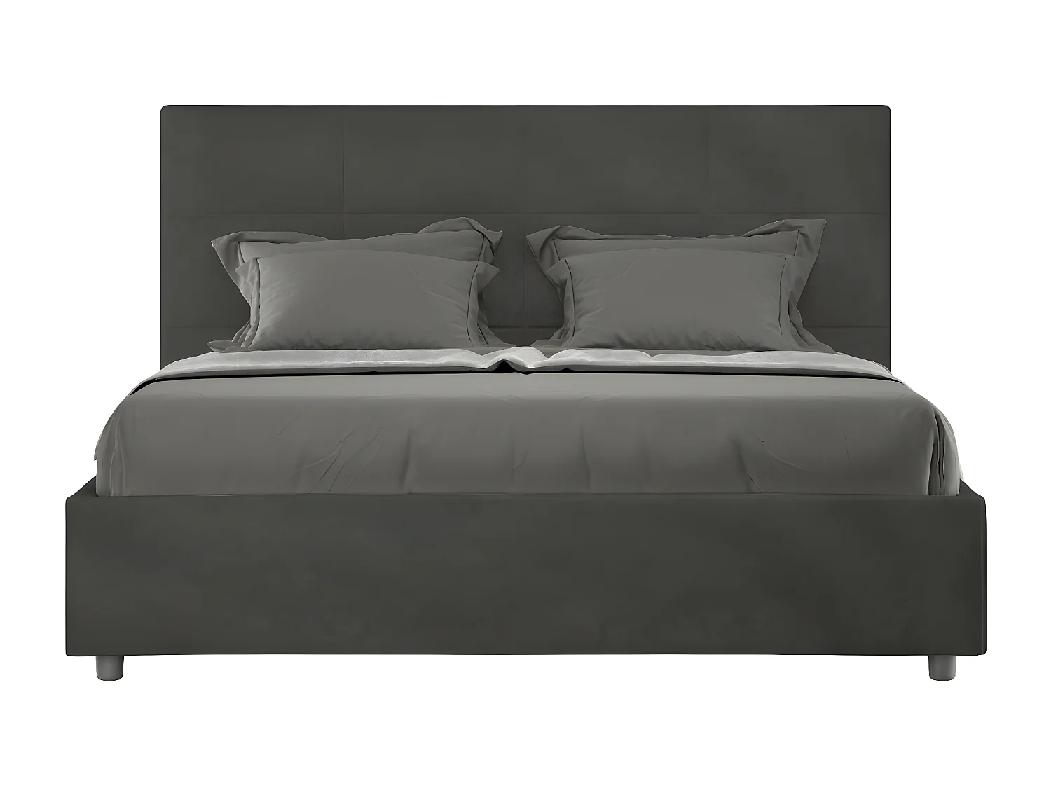 Lit capitonné microfibre Mira-Couleur Gris foncé-160x200