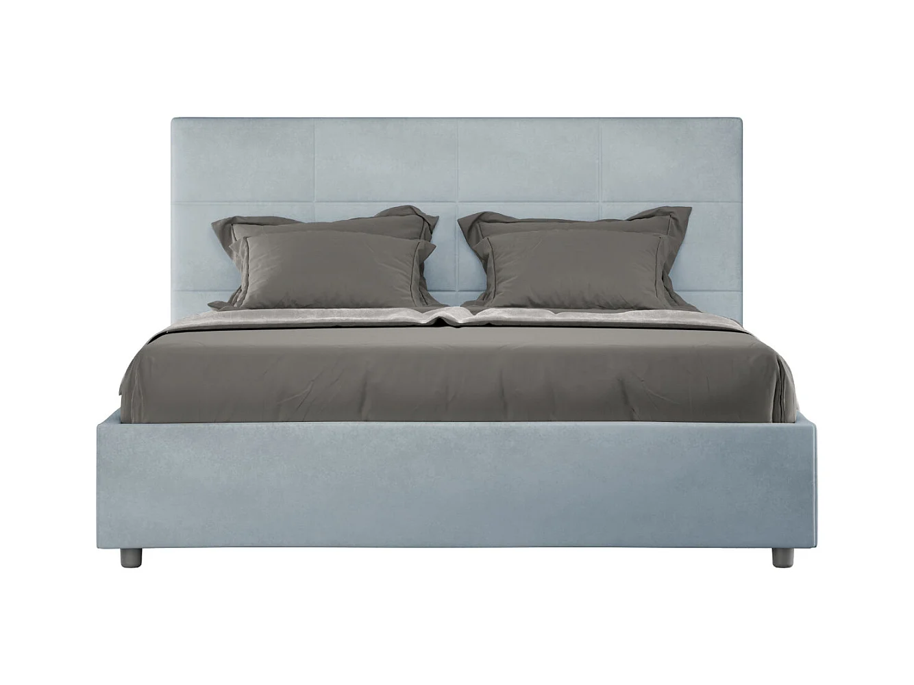 Lit capitonné microfibre Mira-Couleur Bleu clair-120x190-Option Avec sommier