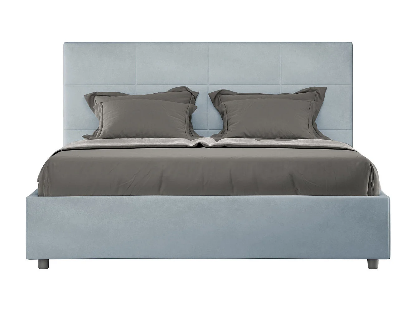 Cama tapizada de microfibra Mira-Color Azul claro-Ropa de cama 120x190 cm-Opción Con base y sin caja