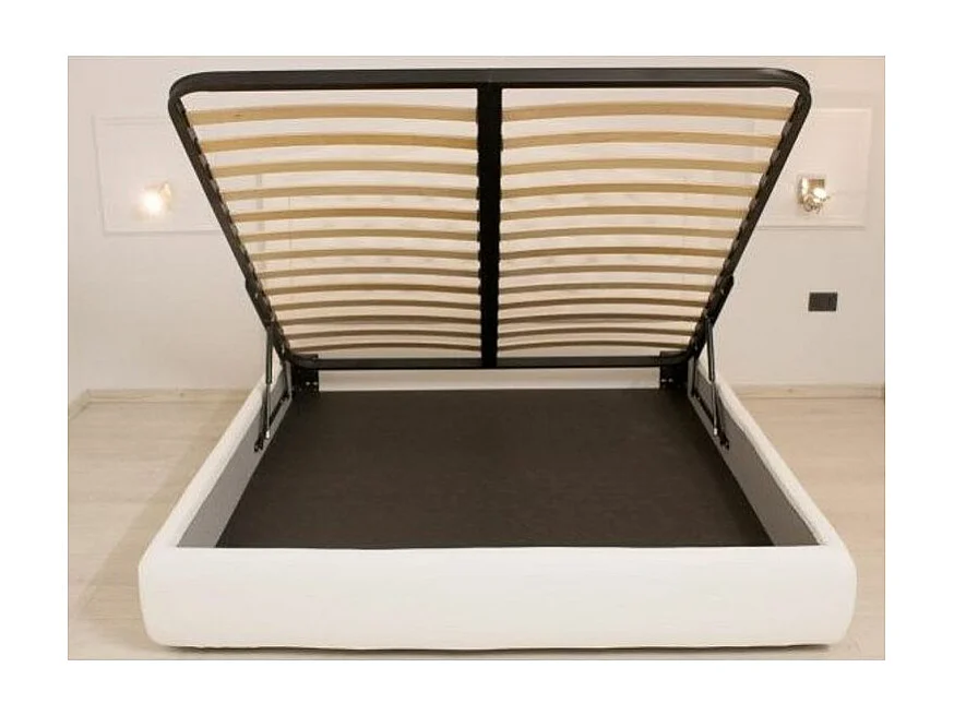 Lit adulte moderne microfibre Adelyne-Couleur Beige-140x190-Option Avec coffre