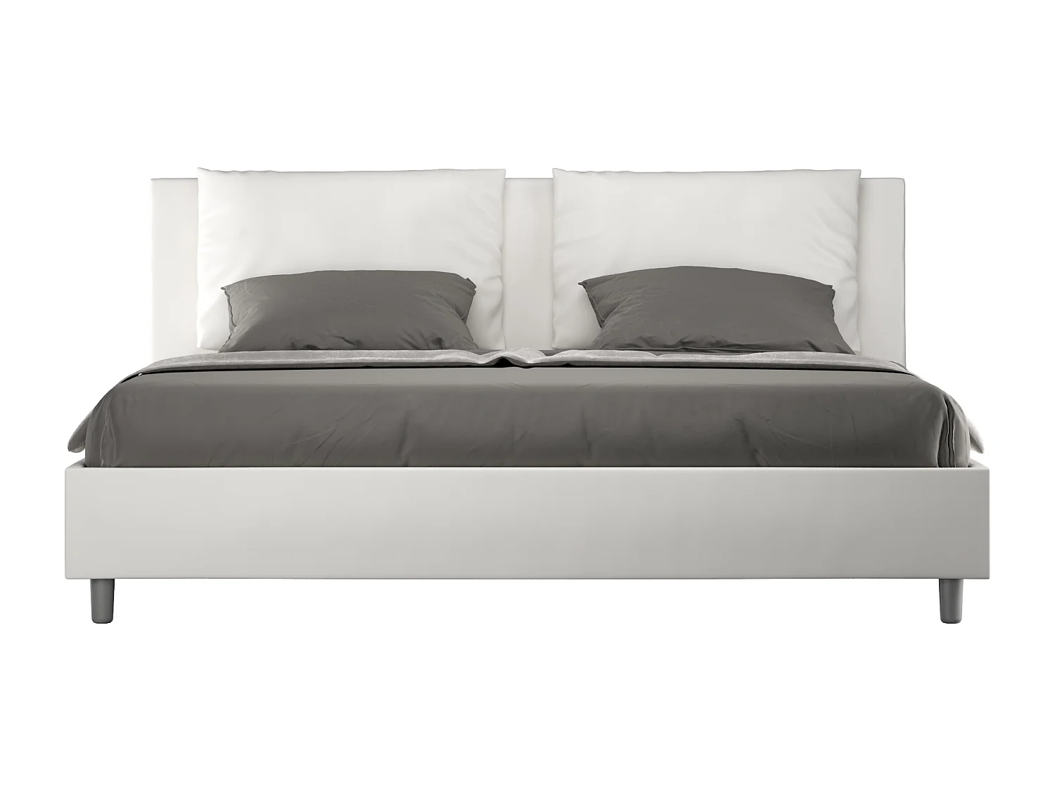 Lit king size avec sommier rembourré 200x200 similicuir blanc Antea