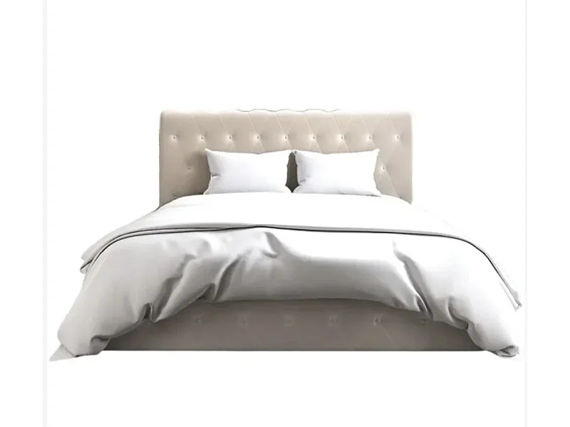 Lit coffre capitonné velours Korzi-Couleur Beige-180x200