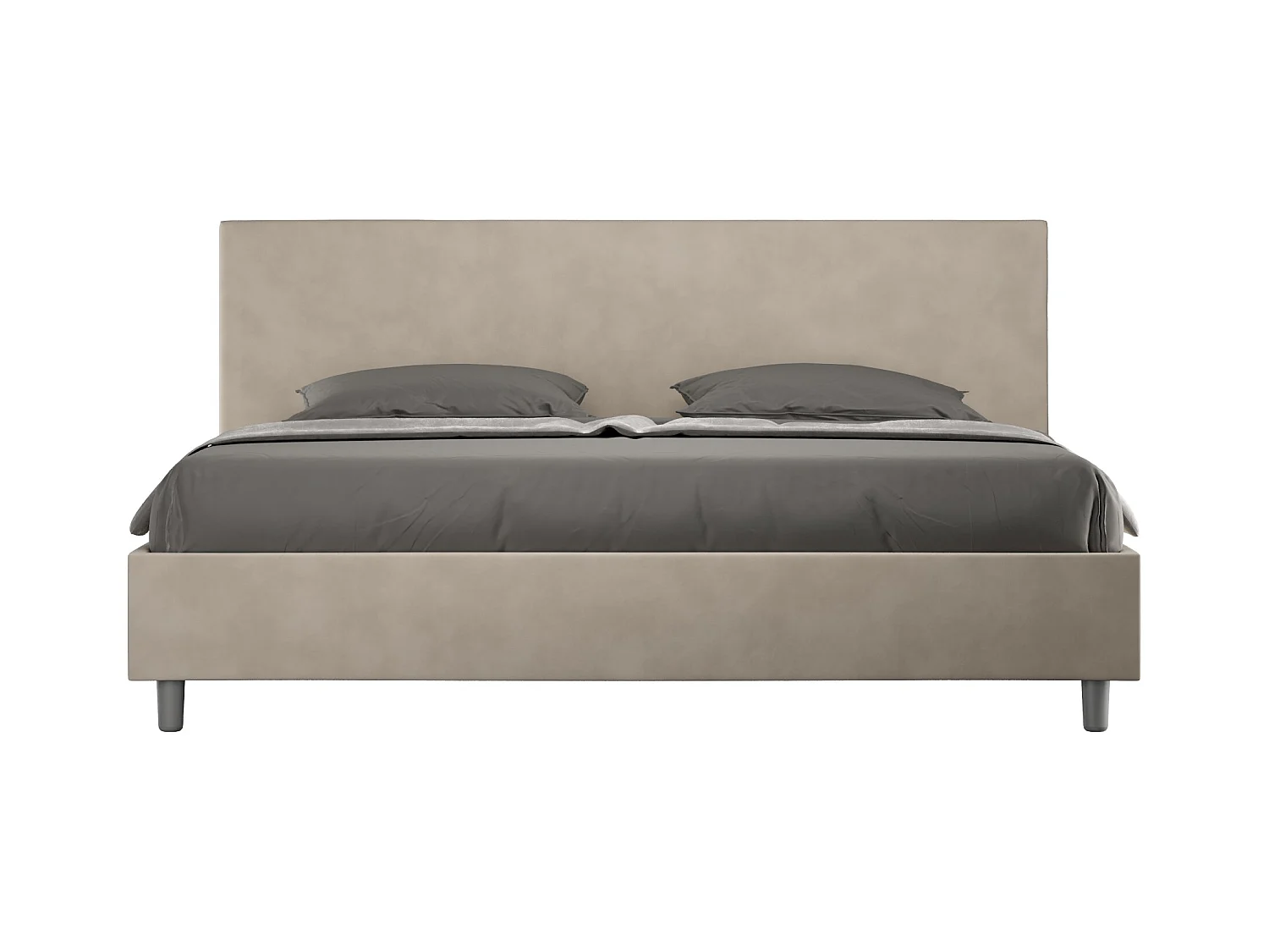 Adelyne modern microvezel bed voor volwassenen-Kleur Beige-Slapen 200x200cm-Keuze Zonder boxspring