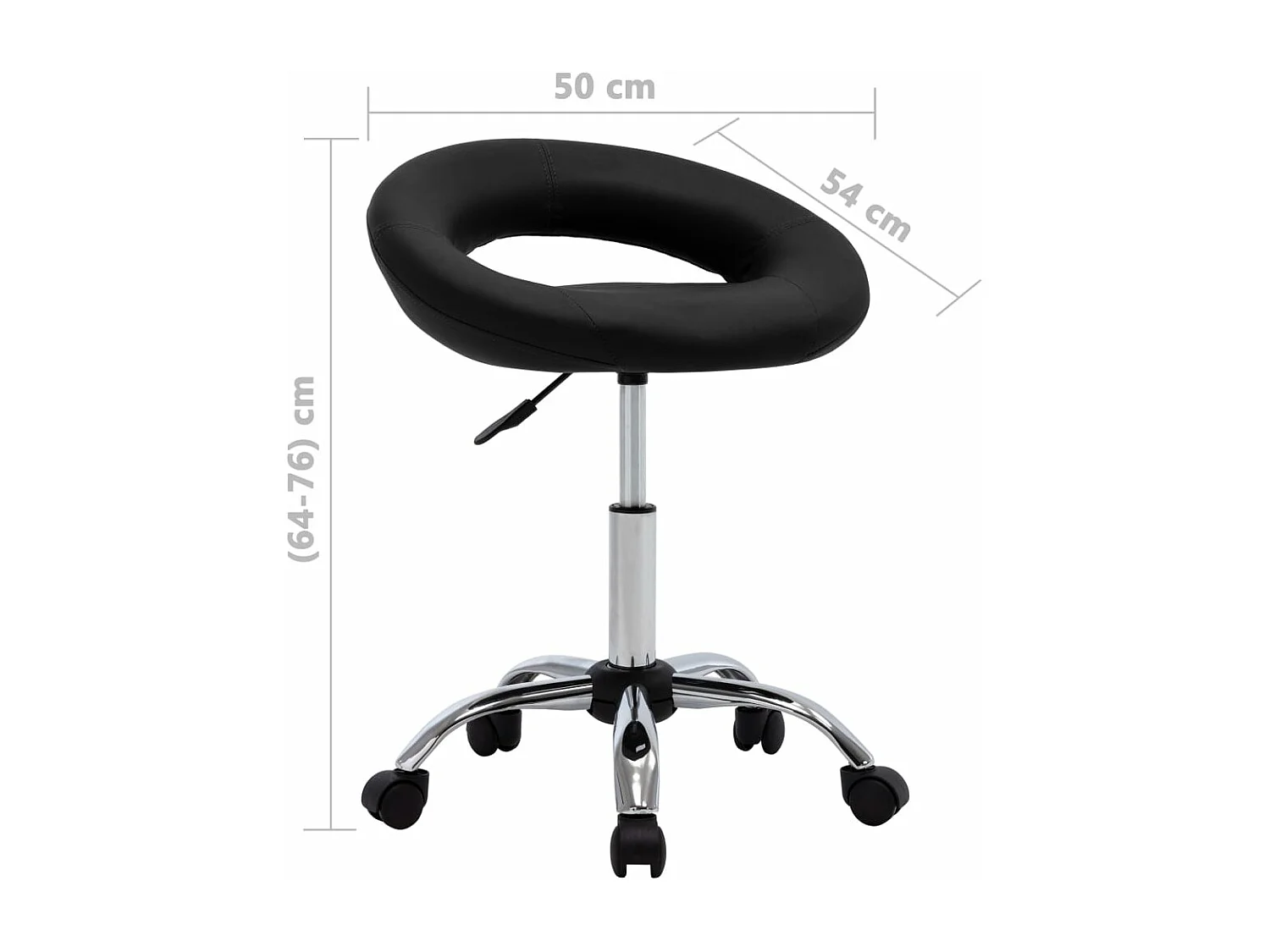 Chaise de travail roulante Noir Similicuir