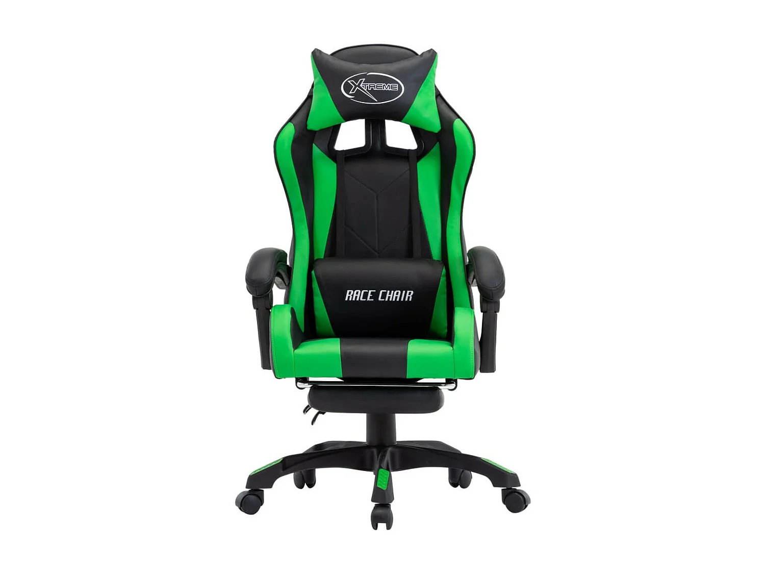 Fauteuil de jeux vidéo avec repose-pied Vert et noir Similicuir