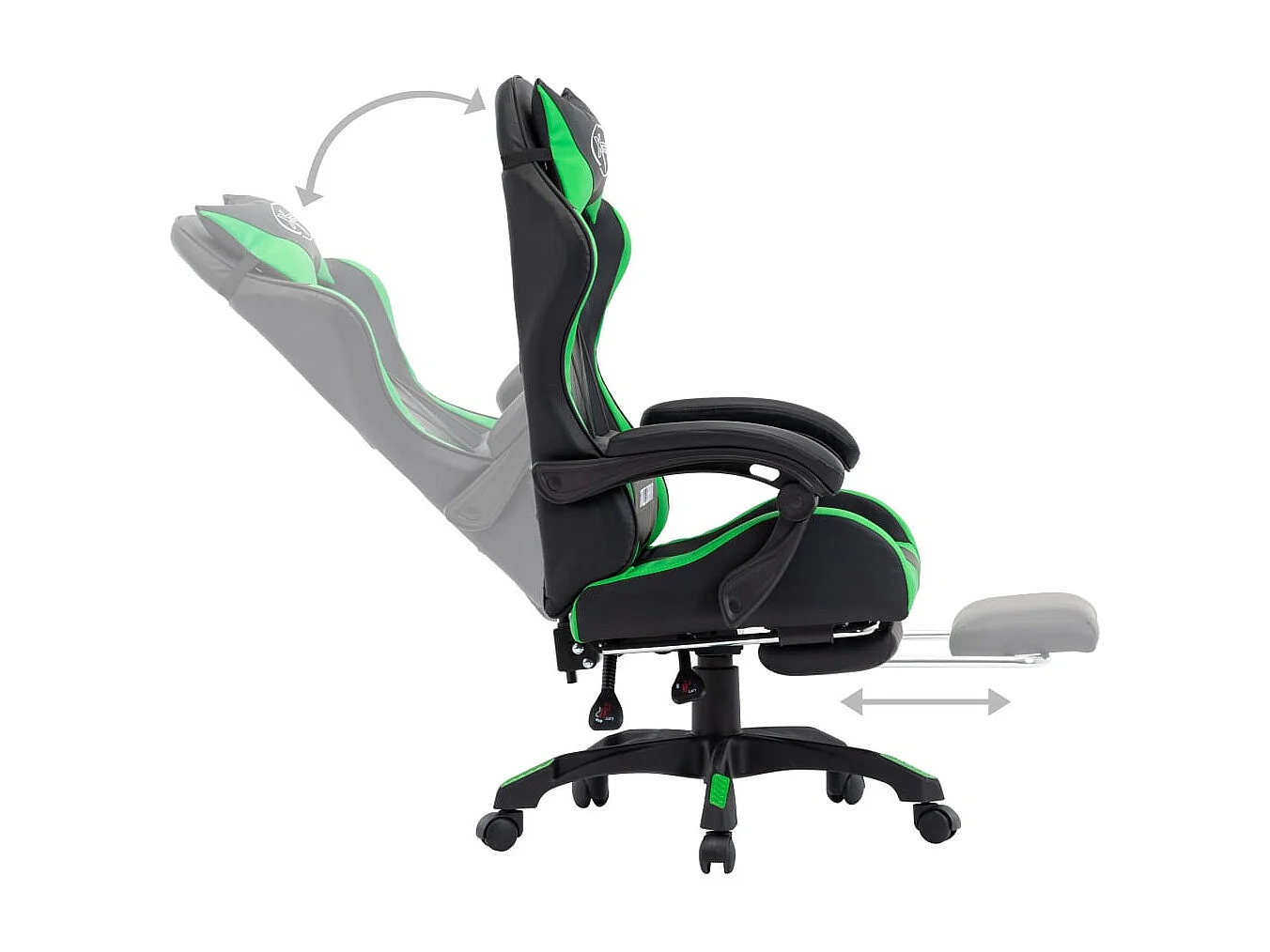 Fauteuil de jeux vidéo avec repose-pied Vert et noir Similicuir