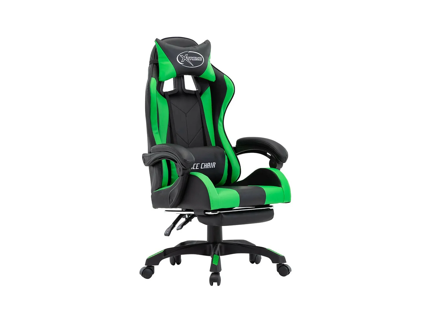 Fauteuil de jeux vidéo avec repose-pied Vert et noir Similicuir