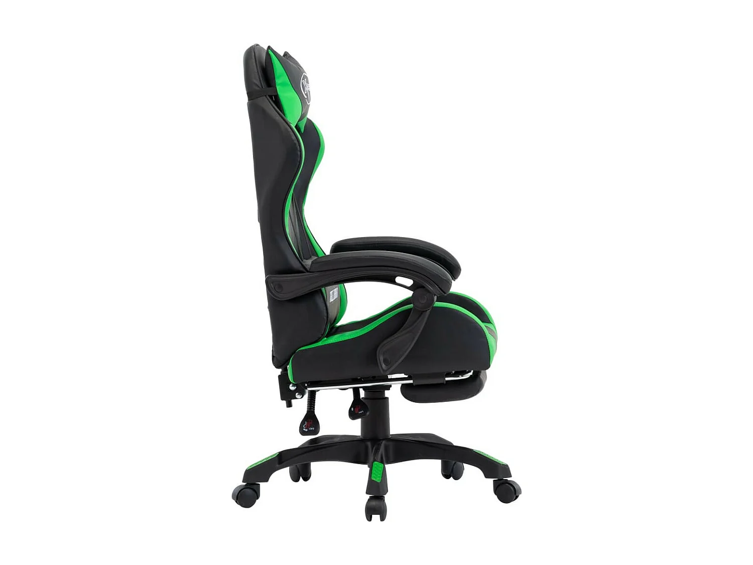 Fauteuil de jeux vidéo avec repose-pied Vert et noir Similicuir
