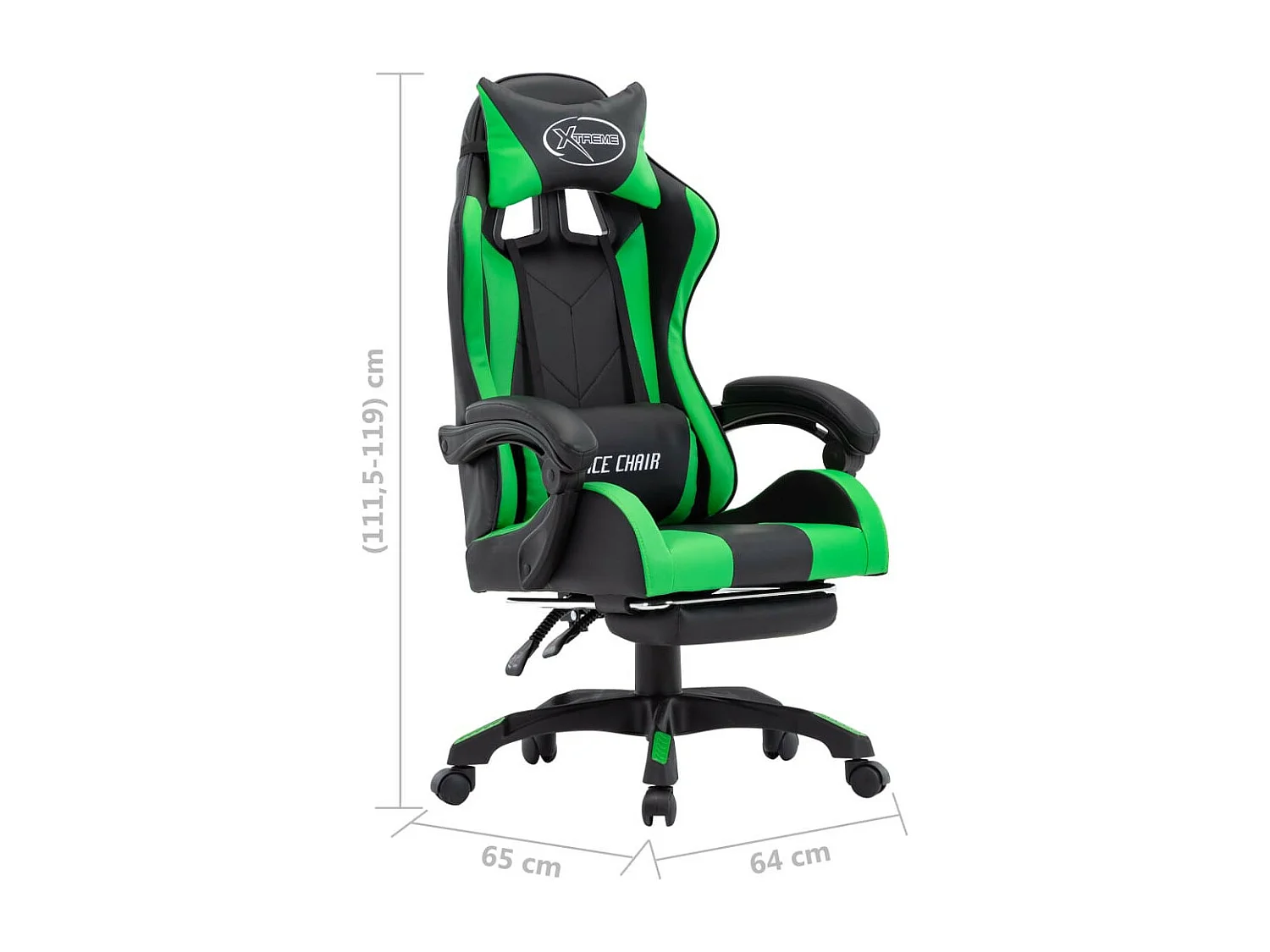 Fauteuil de jeux vidéo avec repose-pied Vert et noir Similicuir